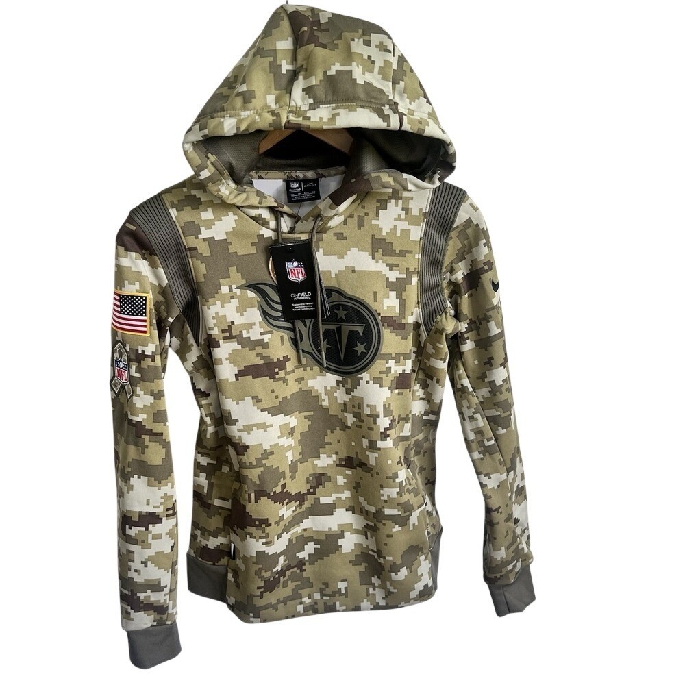 Tennessee Titans Nike OnField Therma-fit Salute Hoodie Sweatshirt Camo Womens XS
